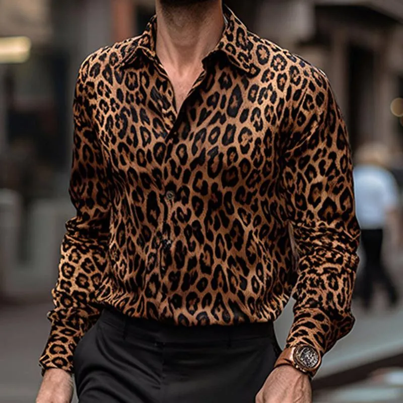 Men's Leopard Lapel Long Sleeve Casual Shirt 90718127Z sold by Manly product image thumbnail 2