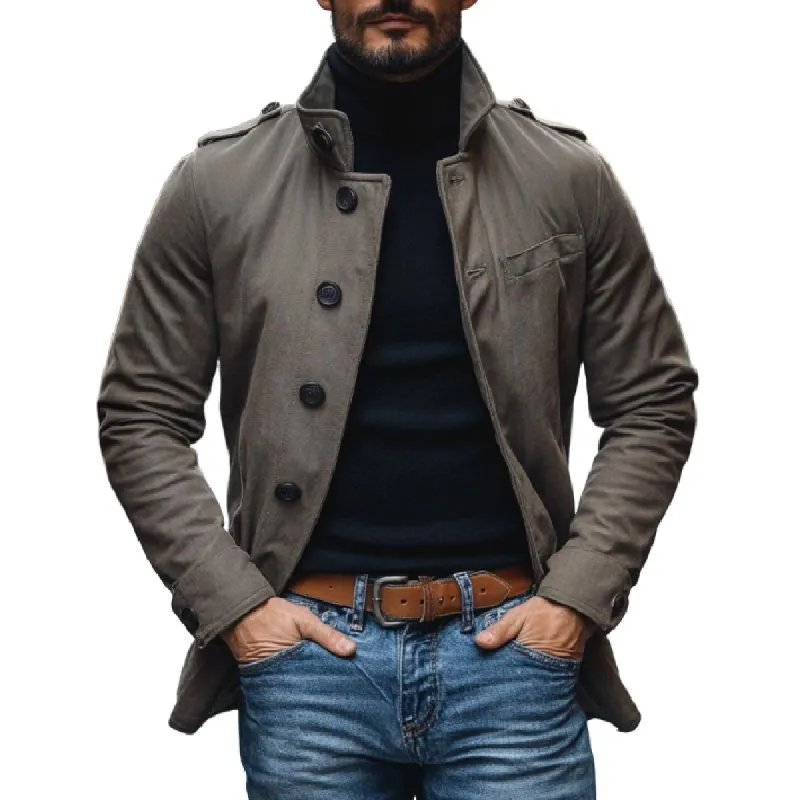 Men's Casual Cotton Lapel Single-Breasted Slim Fit Workwear Coat 96893711M sold by Manly