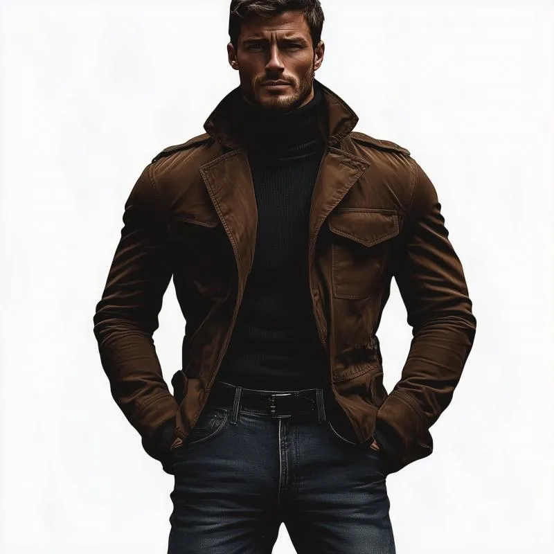 Men's Vintage Cotton Washed Notch Lapel Slim Short Trench Coat 37102524M sold by Manly product image thumbnail 3