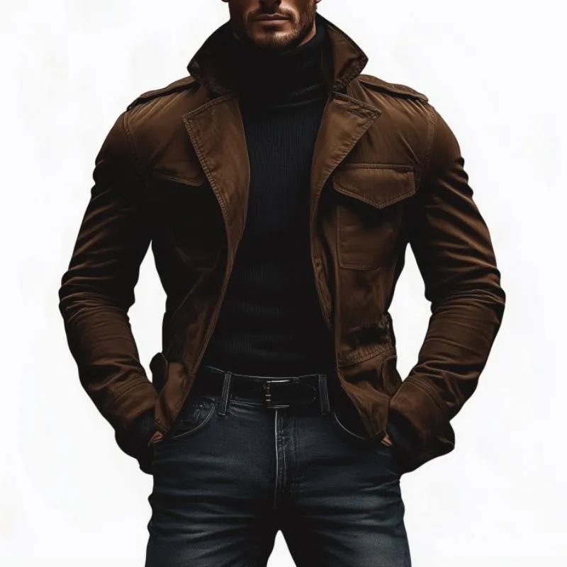 Men's Vintage Cotton Washed Notch Lapel Slim Short Trench Coat 37102524M sold by Manly product image thumbnail 2