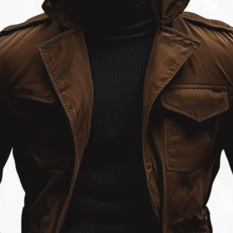 Men's Vintage Cotton Washed Notch Lapel Slim Short Trench Coat 37102524M sold by Manly product image thumbnail 4