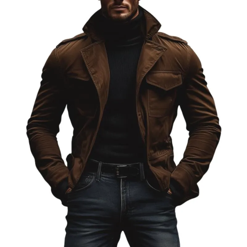 Men's Vintage Cotton Washed Notch Lapel Slim Short Trench Coat 37102524M sold by Manly