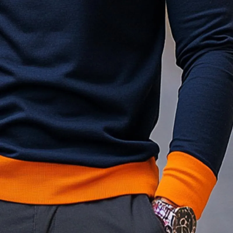 Men's Retro Casual Colorblock Round Neck Long Sleeve T-Shirt 59342858TO sold by Manly product image thumbnail 3