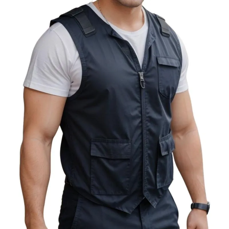 Men's Retro Casual Solid Color Pocket Collarless Vest 02669880TO sold by Manly