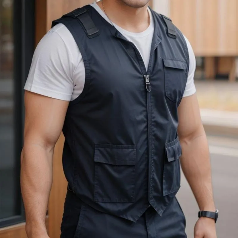 Men's Retro Casual Solid Color Pocket Collarless Vest 02669880TO sold by Manly product image thumbnail 2