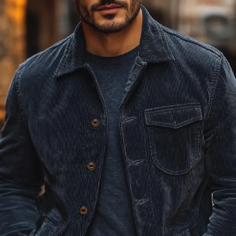 Men's Casual Corduroy Lapel Thin Overshirt Jacket 10619081Y sold by Manly product image thumbnail 2