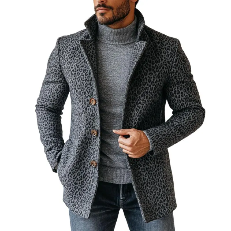 Men's Vintage Leopard Print Suede Single Breasted Mid-Length Coat 30138909Y sold by Manly