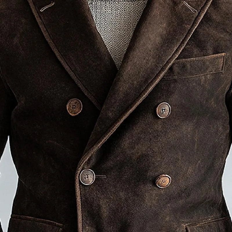 Men's Vintage Solid Suede Double Breasted Blazer 07321807Y sold by Manly product image thumbnail 2