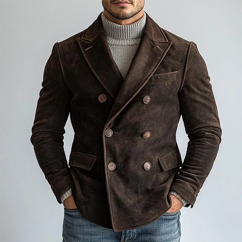 Men's Vintage Solid Suede Double Breasted Blazer 07321807Y sold by Manly product image thumbnail 3