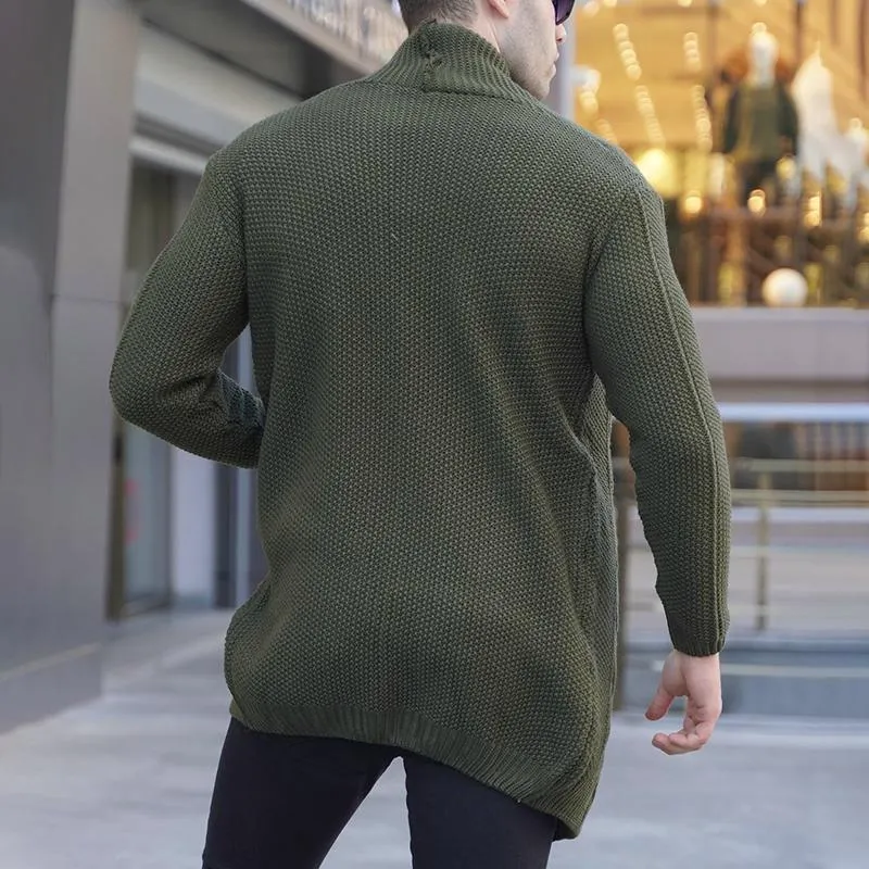 Men's Solid Color Cable Knit Long Sleeve Cardigan 41739776Y sold by Manly product image thumbnail 4