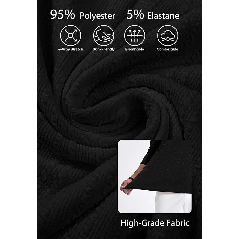 Men's Casual Solid Color Texture Striped Round Neck Long-Sleeved T-Shirt 26027919Y sold by Manly product image thumbnail 4