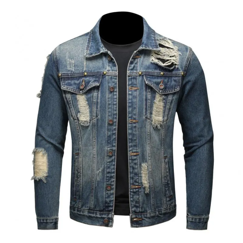 Men's Vintage Ripped Denim Jacket 47230882Y sold by Manly