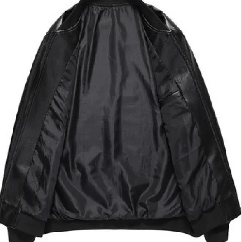 Men's Classic Casual Stand Collar Zipper Leather Jacket 12912787K sold by Manly product image thumbnail 4