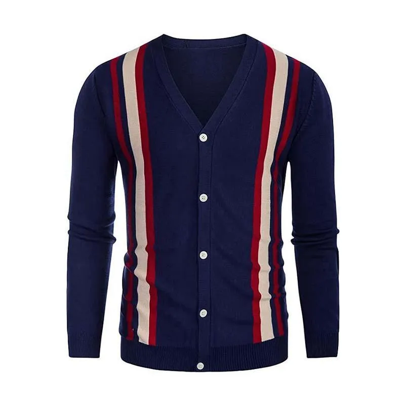 Men's Classic Casual Vertical Striped Long Sleeve Cardigan 03170196K sold by Manly product image thumbnail 2