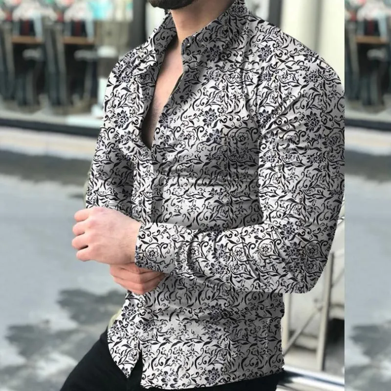 Men's Classic Casual Slim Fit Lapel Printed Long Sleeve Shirt 95077158K sold by Manly product image thumbnail 2