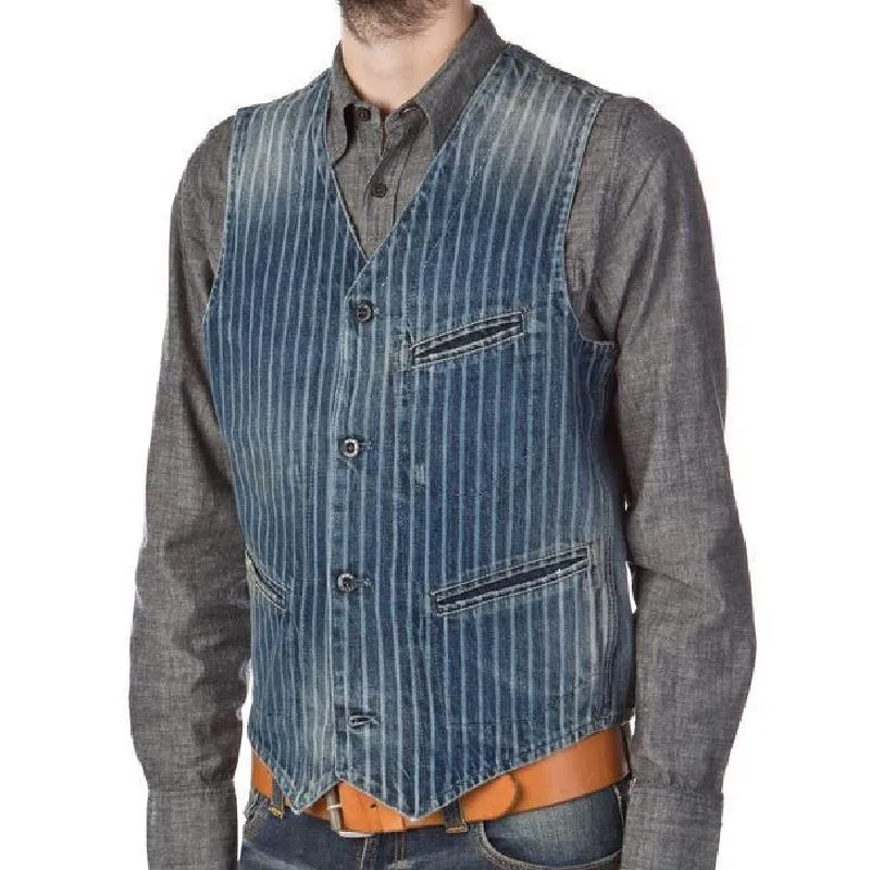 Men's Classic Vintage V-Neck Denim Vest 40279542F sold by Manly