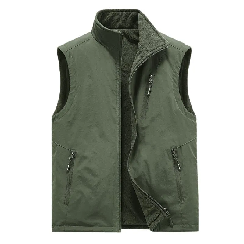 Men's Casual Double-sided Stand Collar Zipper Vest 25587167F sold by Manly
