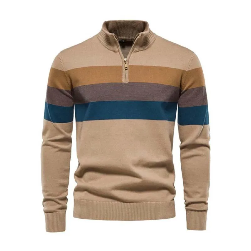 Men's Classic Casual Stand Collar Zipper Knit Polo Shirt Sweater 94602805K made by Manly