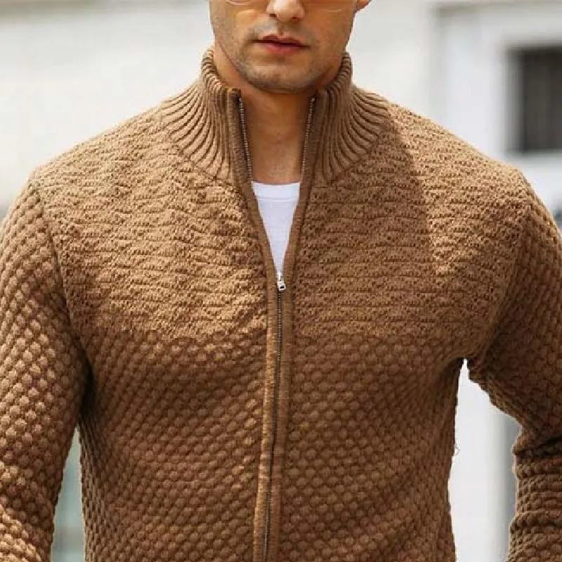 Men's Classic Casual Stand Collar Zipper Knit Cardigan 57068205K sold by Manly product image thumbnail 3