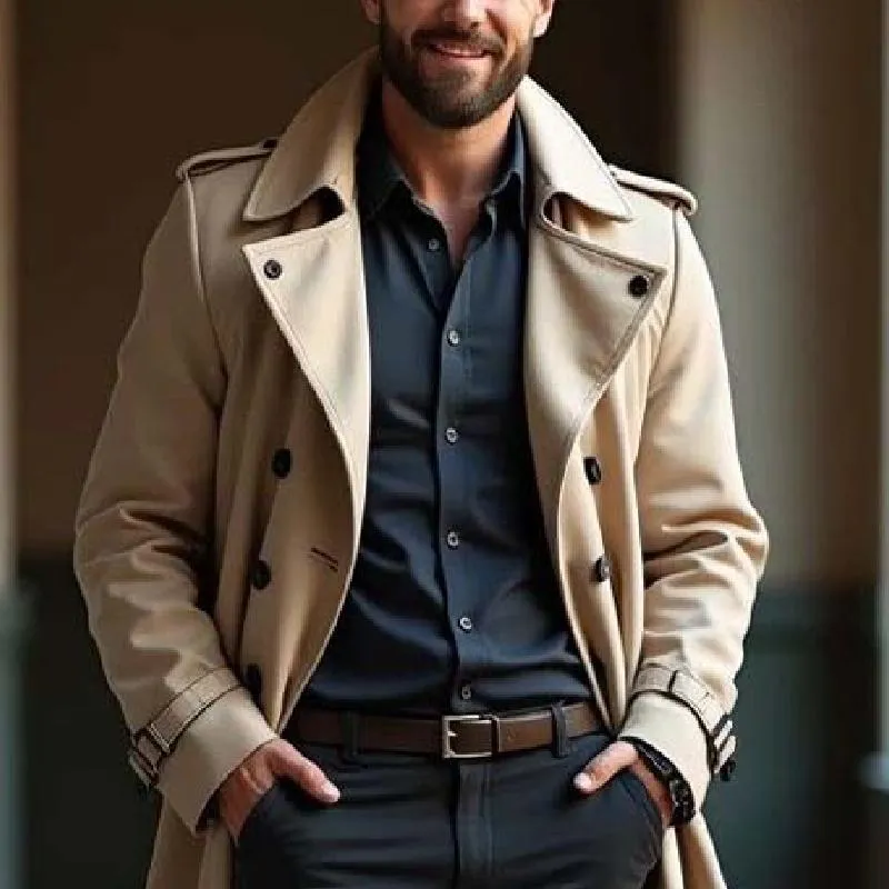Men's Classic Vintage Double Breasted Multi-Length Knee-Length Trench Coat 36702782K sold by Manly product image thumbnail 2
