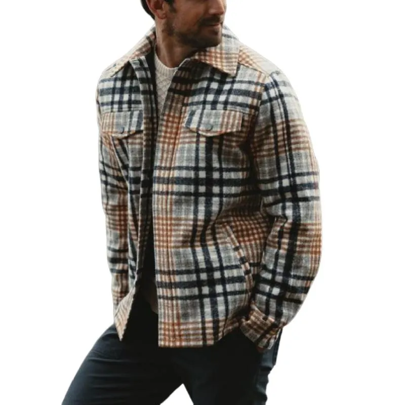 Men's Classic Retro Casual Lapel Multi-Check Coat 69657728K sold by Manly