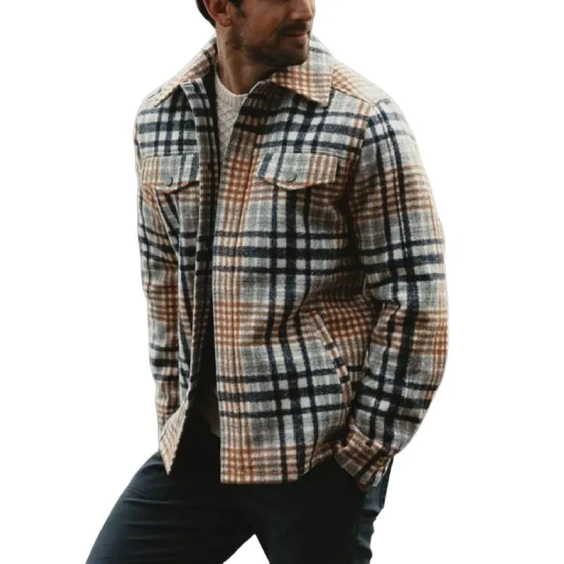 Men's Classic Retro Casual Lapel Multi-Check Coat 69657728K sold by Manly