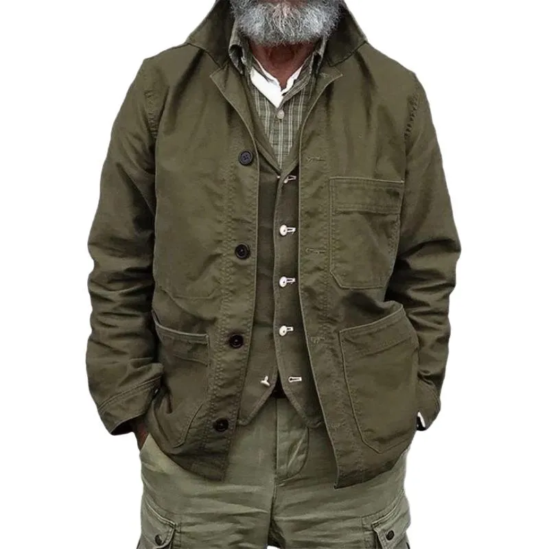 Men's Classic Retro Lapel Multi-Pocket Work Jacket 89370930K sold by Manly