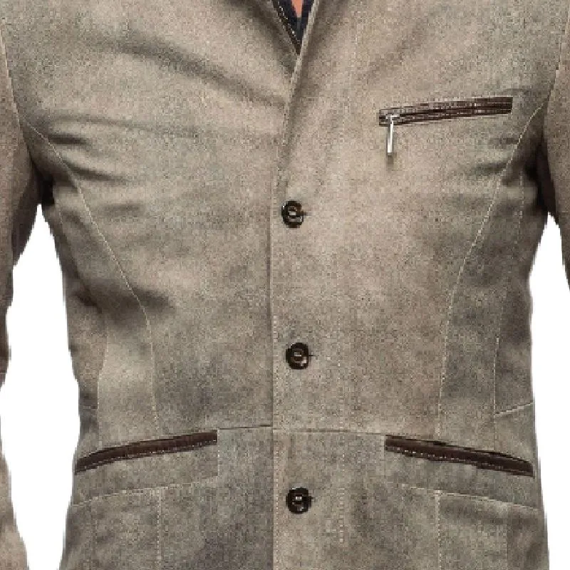 Men's Vintage Stand Collar Suede Jacket 40617987F sold by Manly product image thumbnail 3