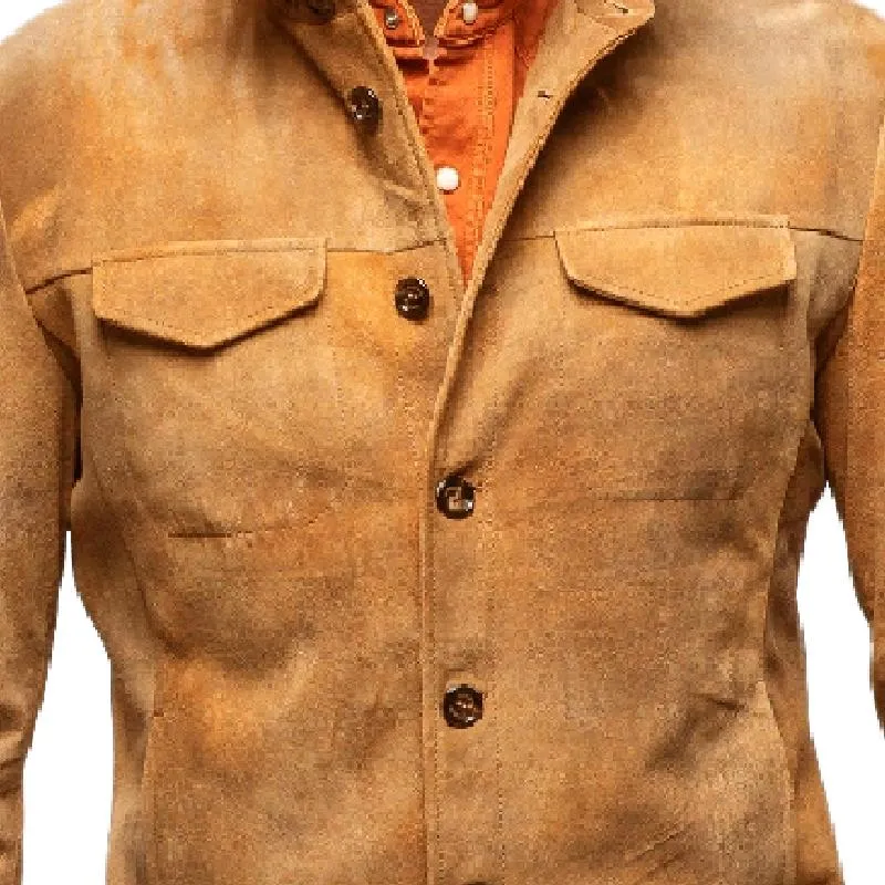 Men's Classic Vintage Stand Collar Suede Jacket 4286344F sold by Manly product image thumbnail 3