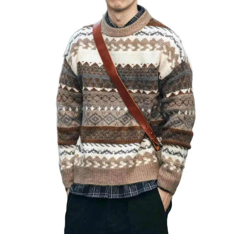 Men's Fair Isle Jacquard Round Neck Long Sleeve Sweater 36360801Z sold by Manly