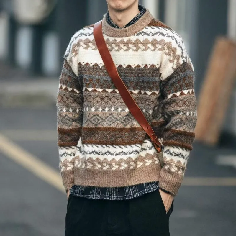 Men's Fair Isle Jacquard Round Neck Long Sleeve Sweater 36360801Z sold by Manly product image thumbnail 2