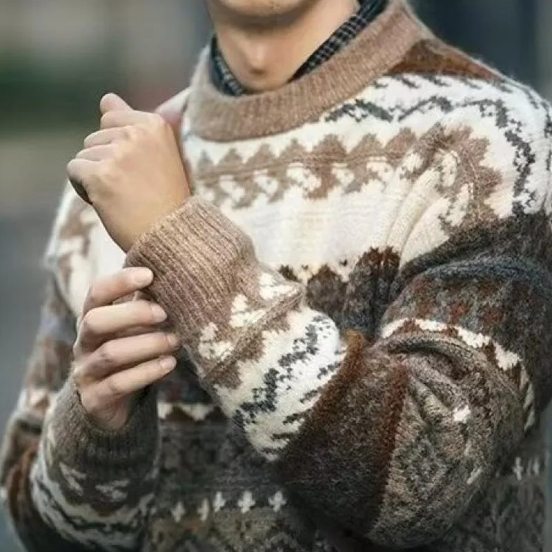 Men's Fair Isle Jacquard Round Neck Long Sleeve Sweater 36360801Z sold by Manly product image thumbnail 4
