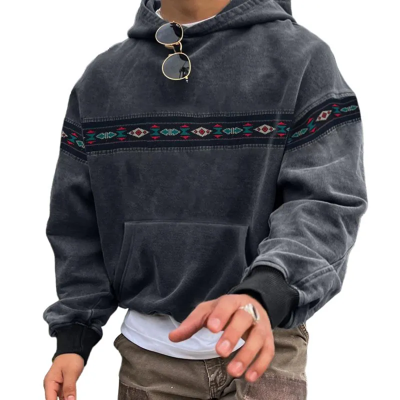 Men's Retro Graphic Long Sleeve Loose Casual Hoodie 39407373Z sold by Manly
