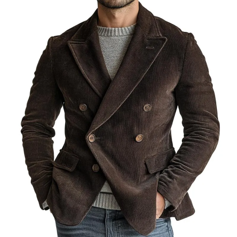 Men's Vintage Solid Corduroy Double Breasted Blazer 77052807Y sold by Manly