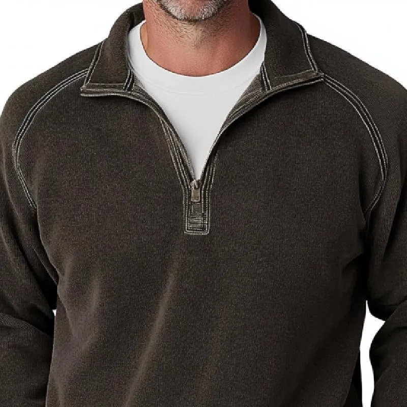 Men's Retro Half-Zip Lapel Raglan Sleeve Sweatshirt 56127560Y sold by Manly product image thumbnail 2