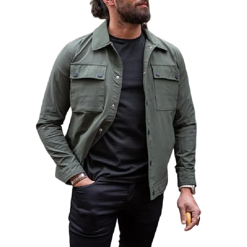 Men's Casual Cotton Lapel Multi-Pocket Work Jacket 98860355M sold by Manly