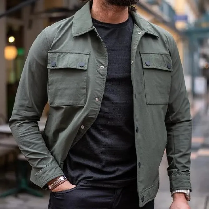 Men's Casual Cotton Lapel Multi-Pocket Work Jacket 98860355M sold by Manly product image thumbnail 3