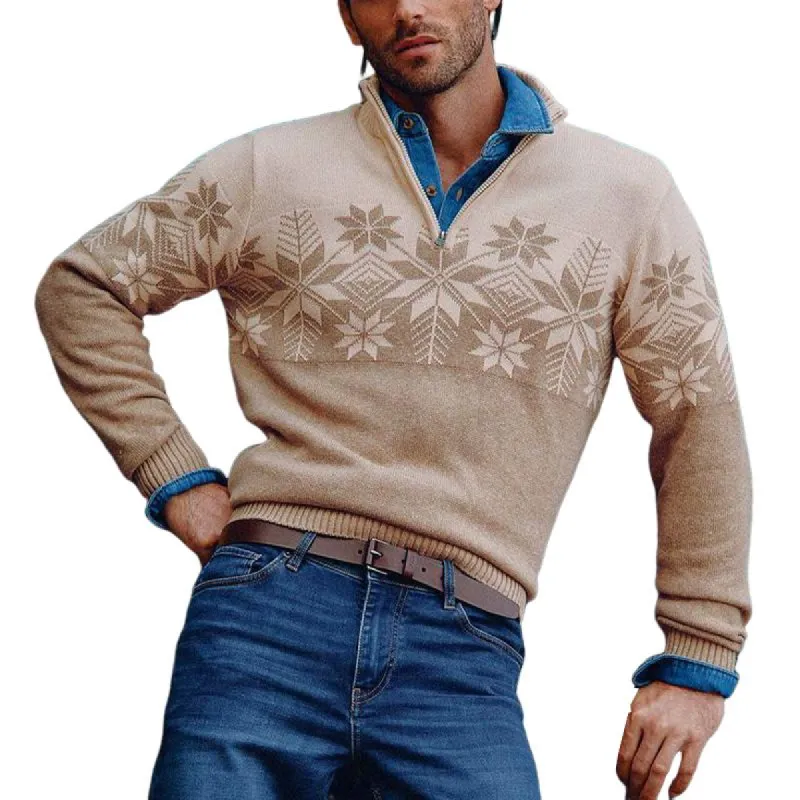 Men's Jacquard Half-zip Knit Sweater 22567141U sold by Manly