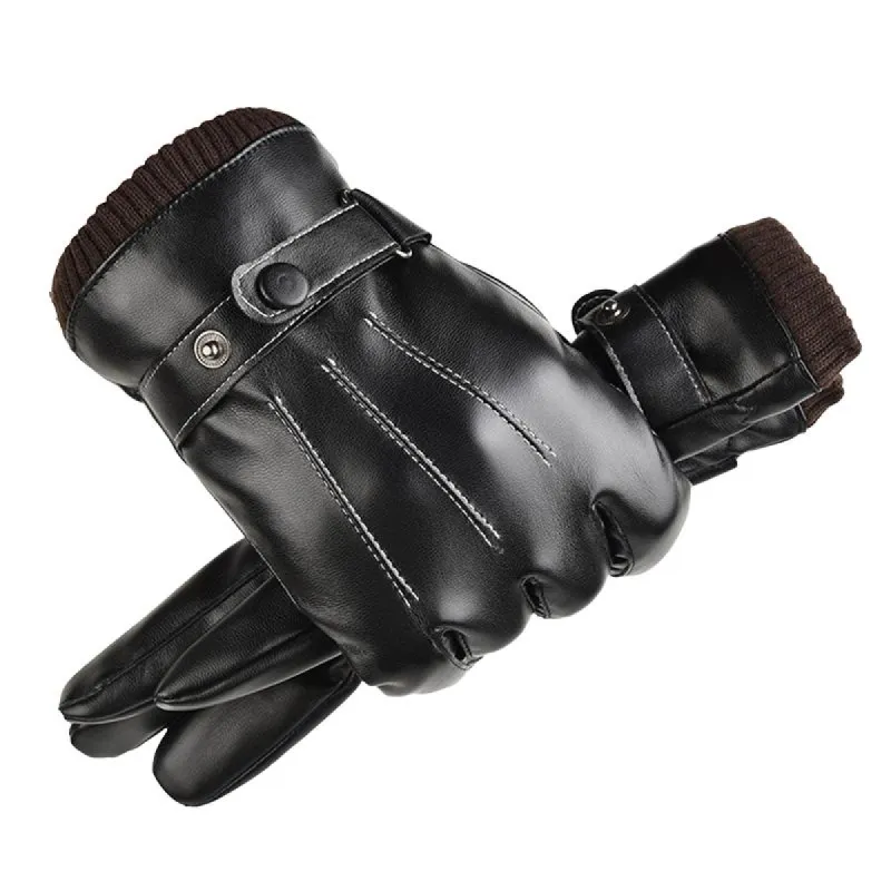 Men's Warm PU Leather Touch Screen Gloves 15895911U sold by Manly