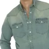 Men's Washed Denim Long Sleeve Shirt 27291504U sold by Manly