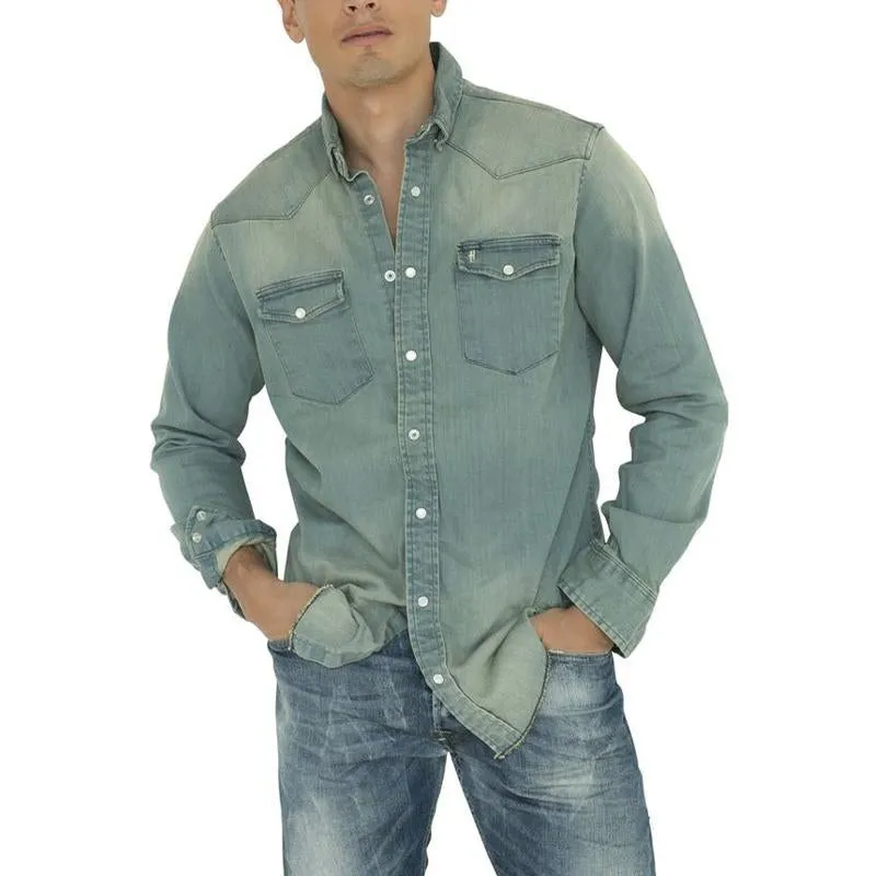 Men's Washed Denim Long Sleeve Shirt 27291504U sold by Manly product image thumbnail 2