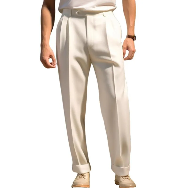 Men's Casual Solid Color Comfortable Straight Suit Pants 17016217M sold by Manly