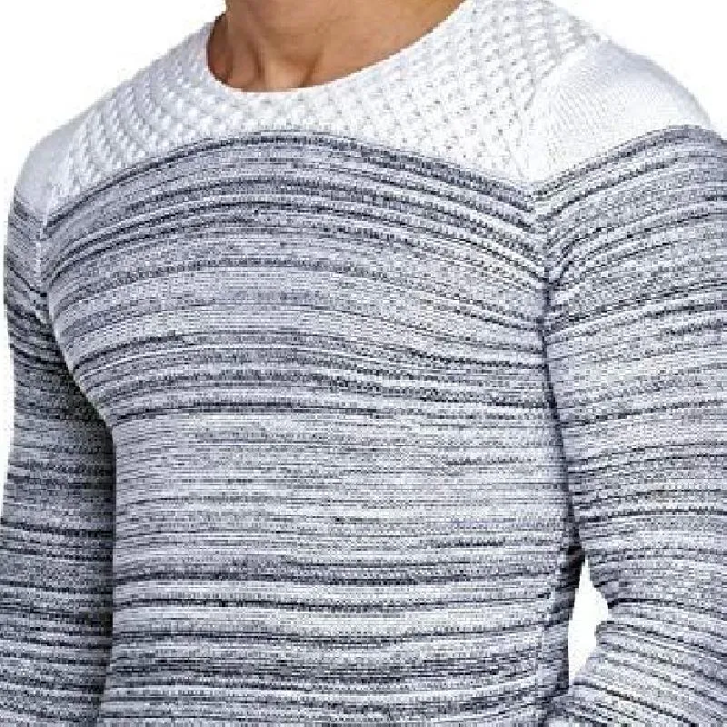 Men's Casual Crew Neck Striped Knitted Sweater 43751787F sold by Manly product image thumbnail 3