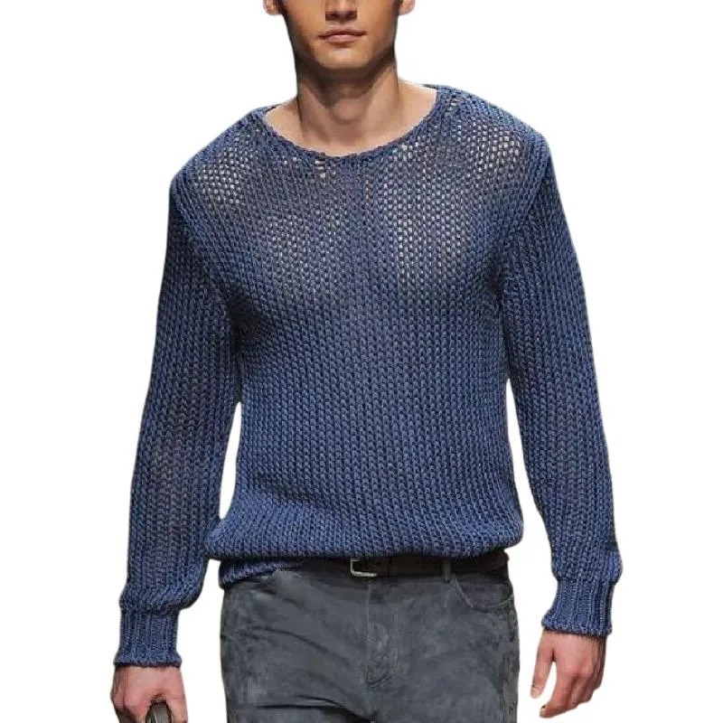 Men's Casual Fashionable Round Neck Long Sleeve Knitted Sweater 01869762K sold by Manly