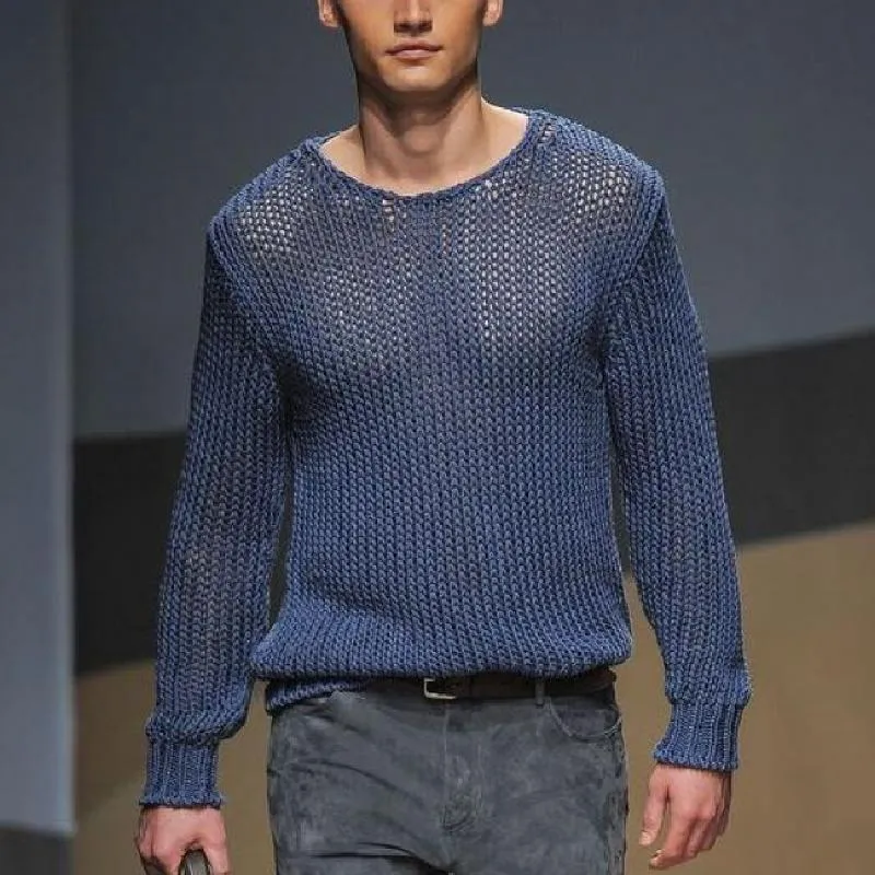 Men's Casual Fashionable Round Neck Long Sleeve Knitted Sweater 01869762K sold by Manly product image thumbnail 2