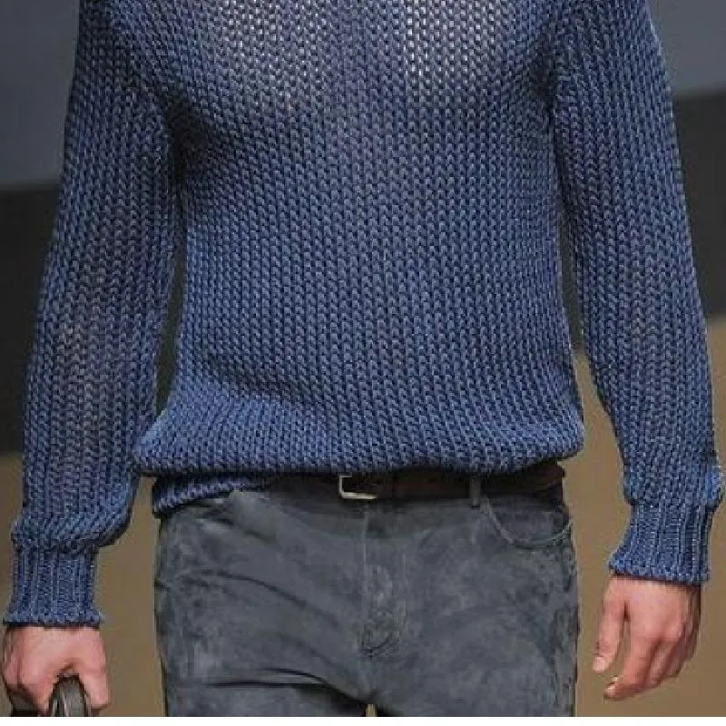 Men's Casual Fashionable Round Neck Long Sleeve Knitted Sweater 01869762K sold by Manly product image thumbnail 4