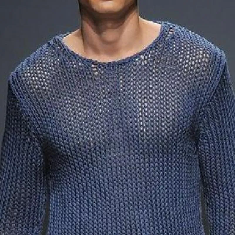 Men's Casual Fashionable Round Neck Long Sleeve Knitted Sweater 01869762K sold by Manly product image thumbnail 3