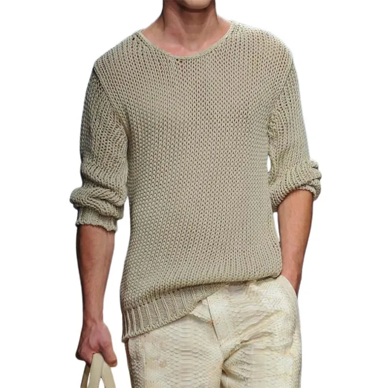 Men's Casual Slim Fit Round Neck Long Sleeve Knitted Sweater 83114927K sold by Manly