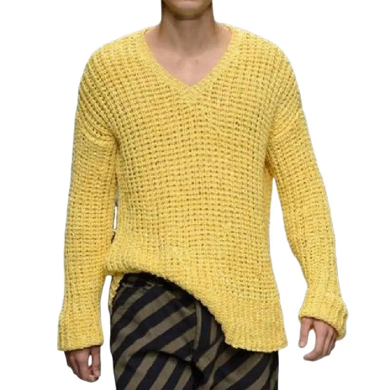 Men's Casual Comfortable V-Neck Long Sleeve Knitted Sweater 81735634K sold by Manly