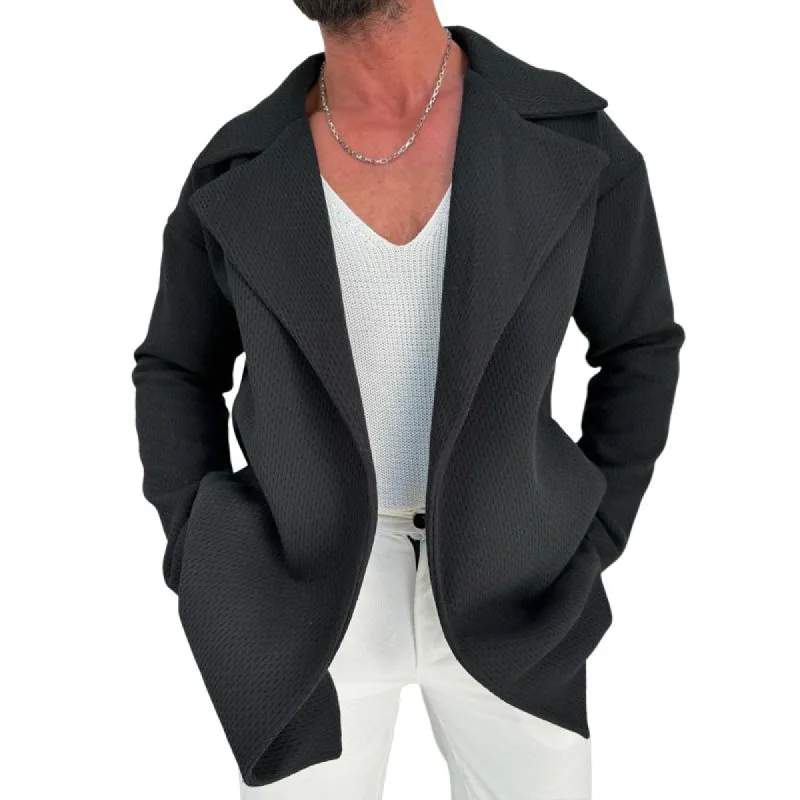 Men's Fashion Solid Color Lapel Casual Mid-length Coat 49423974Z sold by Manly